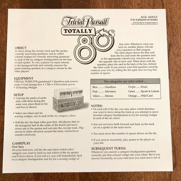 Trivial Pursuit, Board Game, 2005, Totally 80s, CANADIAN EDITION, Complete - Picture 16 of 16
